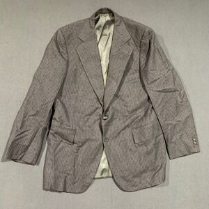 VTG Famous Barr Men's 42R Gray Pinstripe Virgin Wool Blazer Business Suit Jacket